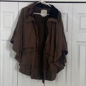 HEIHEI m/l brown velvet poncho jacket